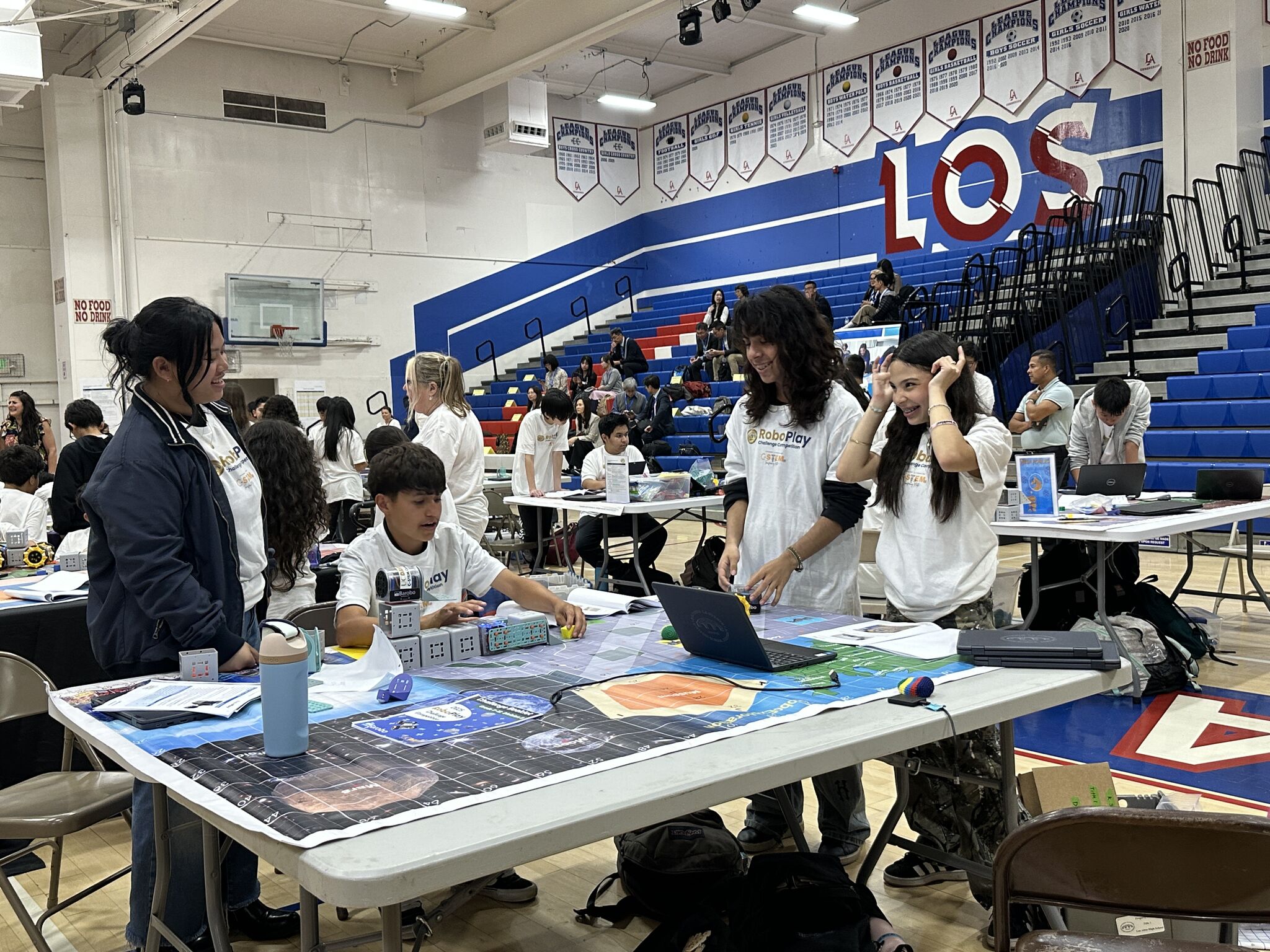 students working on their robot